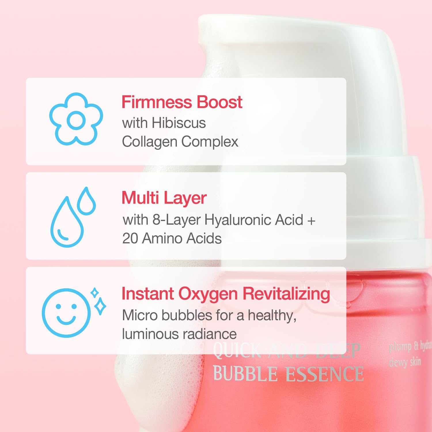 Quick & Deep Bubble Serum, 3 in 1 Skincare Formula – Collagen for Supple, Visibly Radiant Skin – Quick-Absorbing Micro-Bubble Formula – Hydrates Dull Skin in One Step,3.28 fl oz