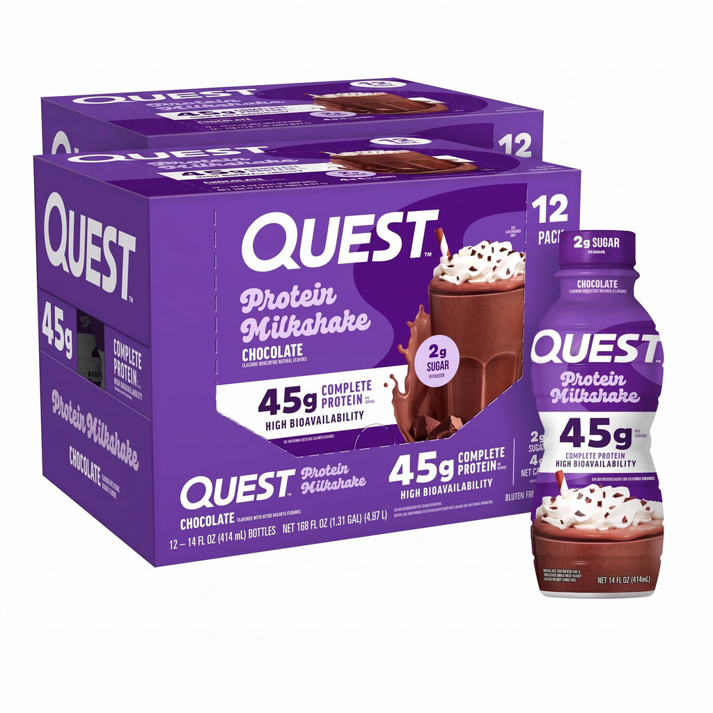 Quest Nutrition Strawberry Protein Shake, 45g Protein, 2g Sugar, 4g Net Carbs, Ready to Drink, Gluten Free, 12 Count
