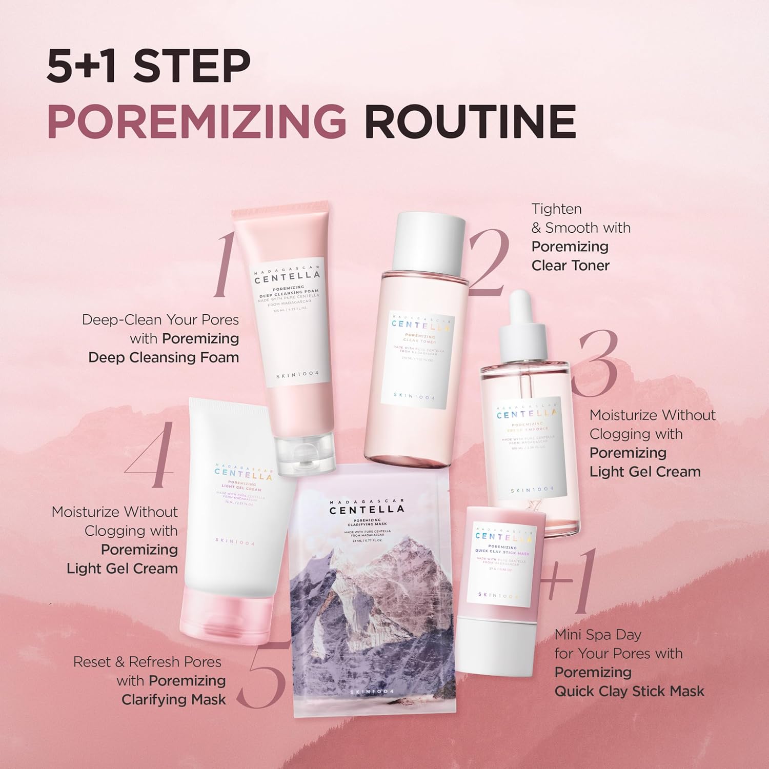 SKIN1004 Poremizing Deep Cleansing Foam, 4.23 fl.oz, 125ml, Makeup Remover, Korean Face Cleanser with Himalayan Pink Salt & Madagascar Centella Asiatica for Facial Pore Cleansing, Korean Skin Care